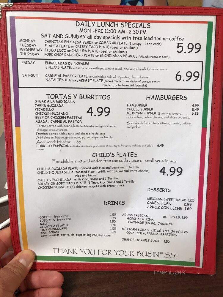 Natalie's - San Antonio, TX menu_pic
