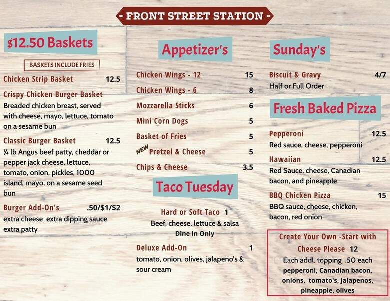 Front Street Inn - Salem, OR menu_pic