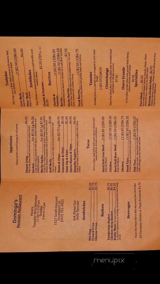 Dominga's Authentic Mexican - Davenport, IA menu_pic