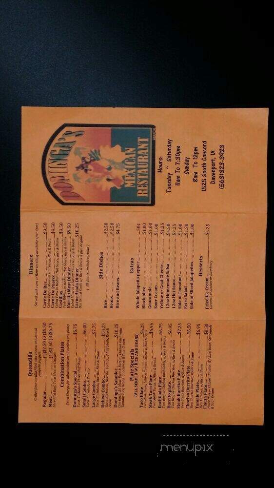 Dominga's Authentic Mexican - Davenport, IA menu_pic