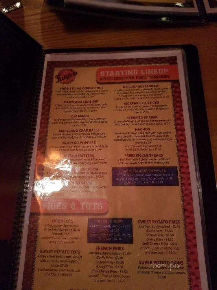 Turp's Sports Grub - Baltimore, MD menu_pic