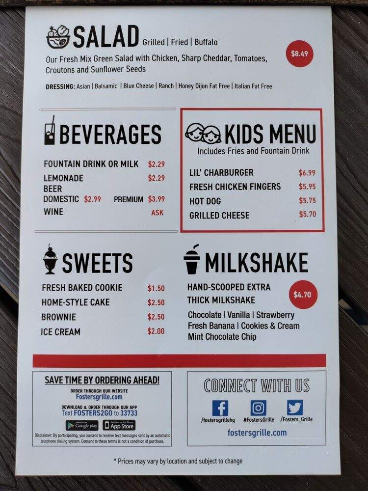 Foster's Grille - Cape Coral, FL menu_pic