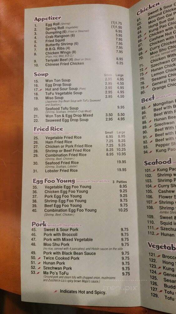 Lucky Liu's - Milwaukee, WI menu_pic