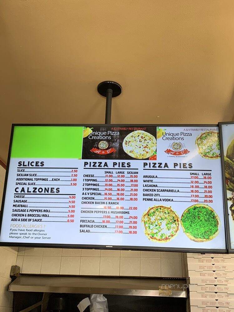 A & V Pizzeria - Yonkers, NY menu_pic