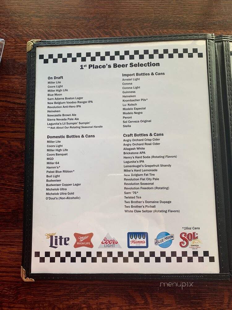 First Place Sports Bar & Grill - Hoffman Estates, IL menu_pic