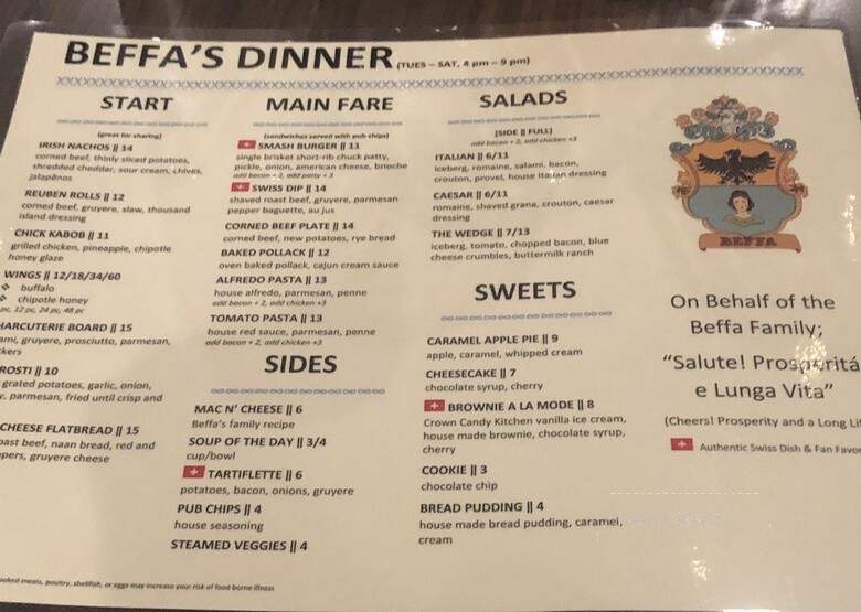 Beffa's - Saint Louis, MO menu_pic