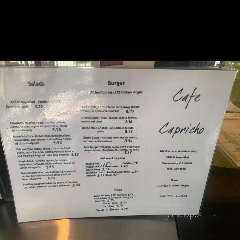 Cafe Capricho - Sacramento, CA menu_pic
