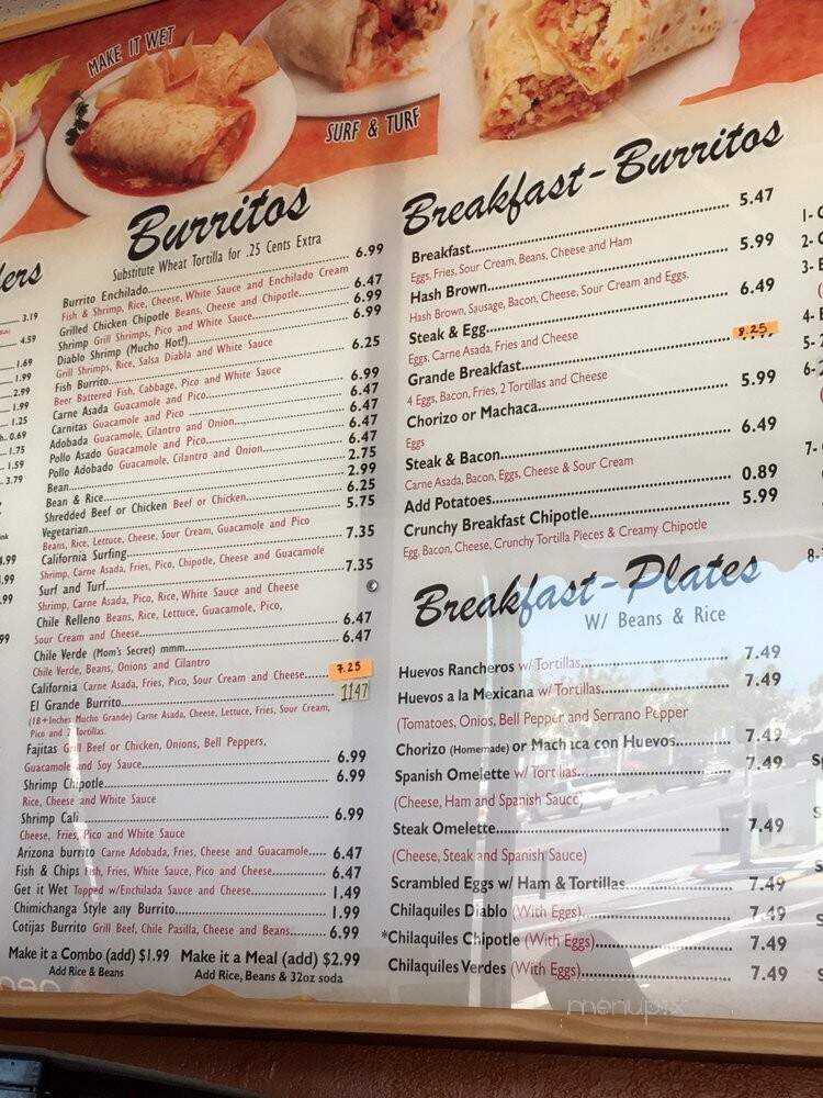 Cotija's Mex Grill & Seafood - San Diego, CA menu_pic