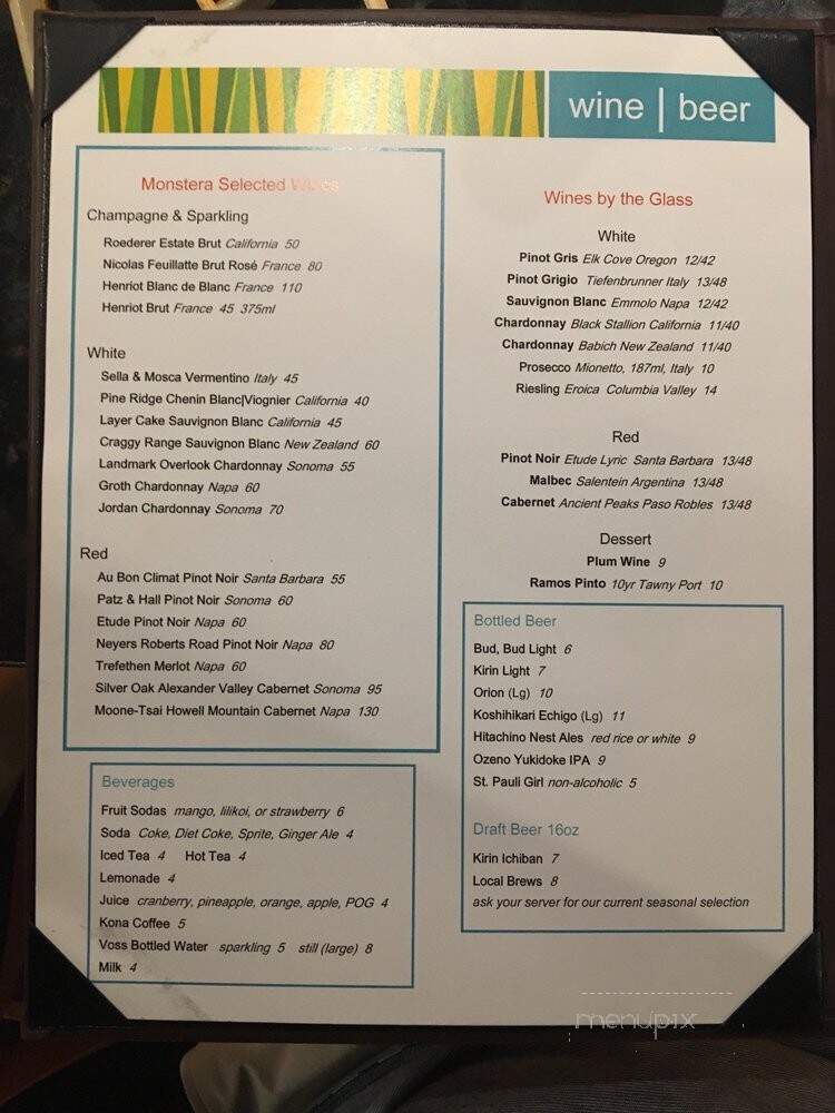 Monstera - Kamuela, HI menu_pic