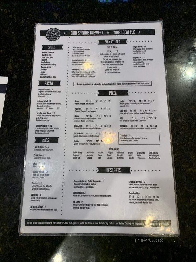 Coolspring's Brewery - Franklin, TN menu_pic