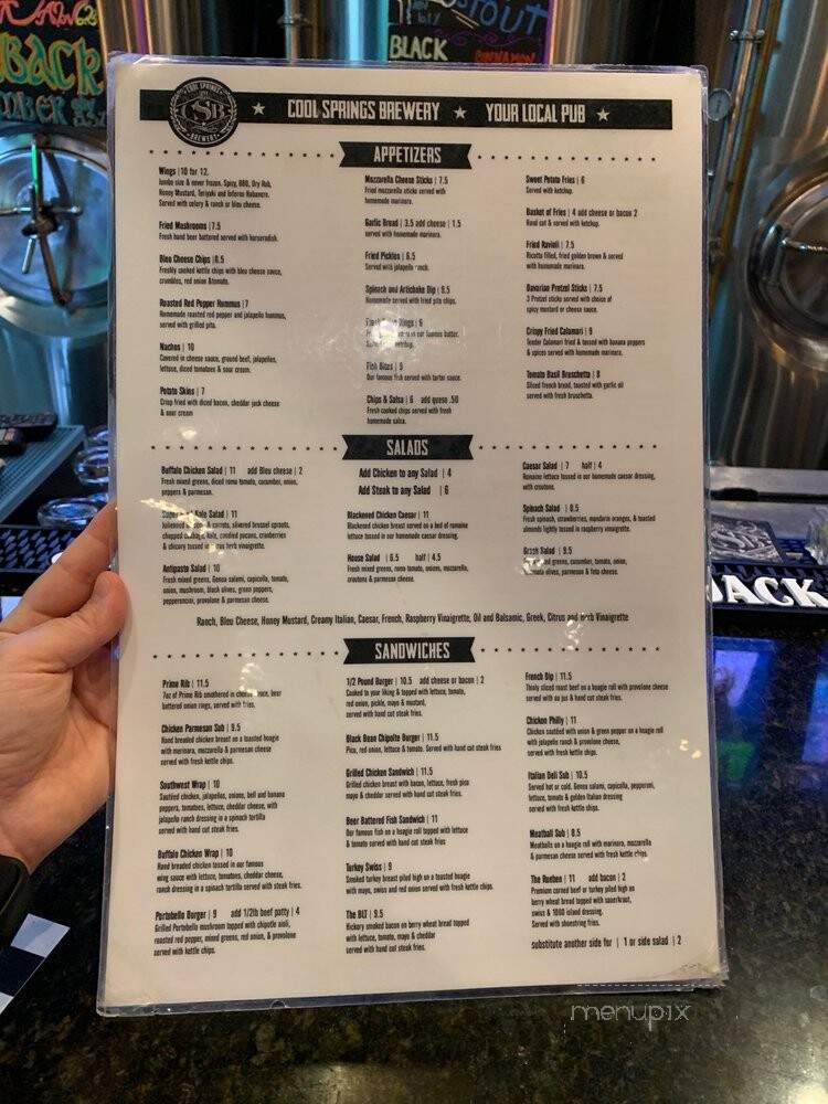 Coolspring's Brewery - Franklin, TN menu_pic