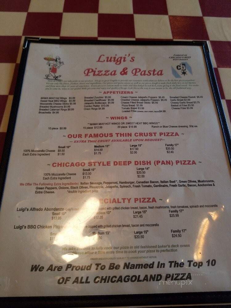 Luigi's Pizza & Pasta - Plainfield, IL menu_pic
