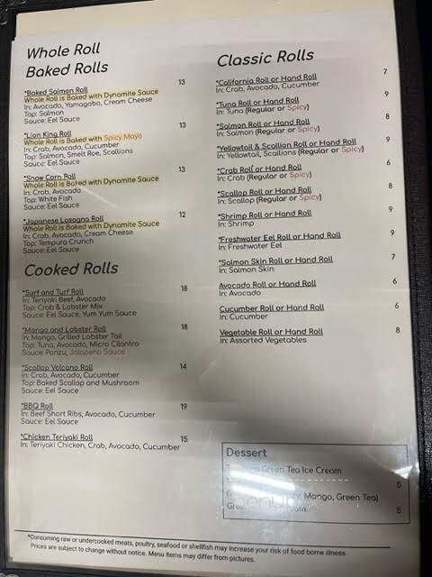 Kaizen Fusion Roll & Sushi - Las Vegas, NV menu_pic