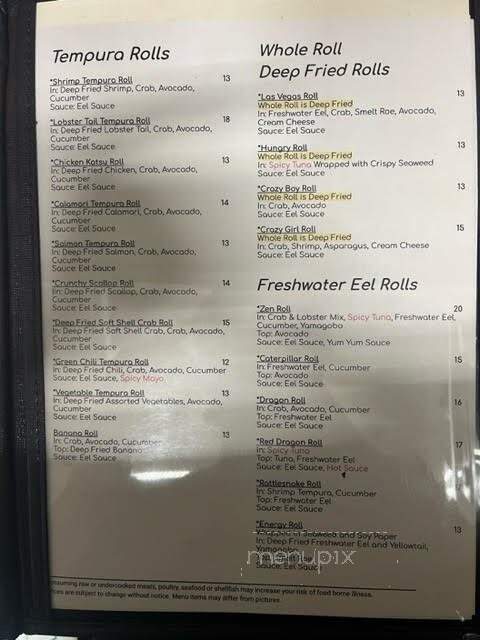 Kaizen Fusion Roll & Sushi - Las Vegas, NV menu_pic