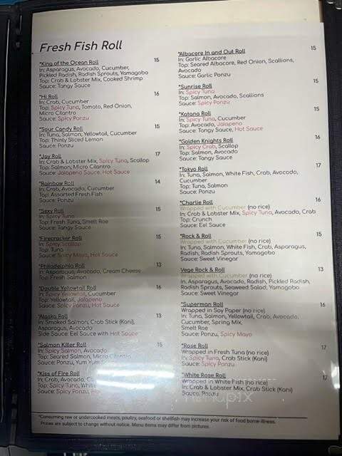 Kaizen Fusion Roll & Sushi - Las Vegas, NV menu_pic