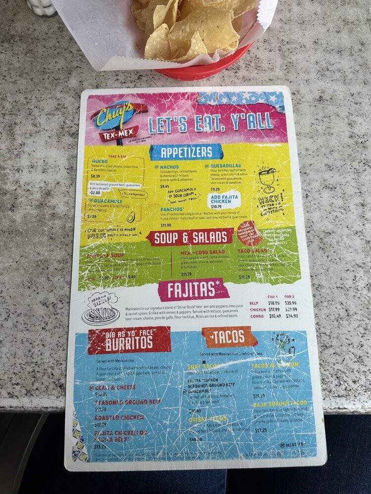 Chuy's - Arlington, TX menu_pic