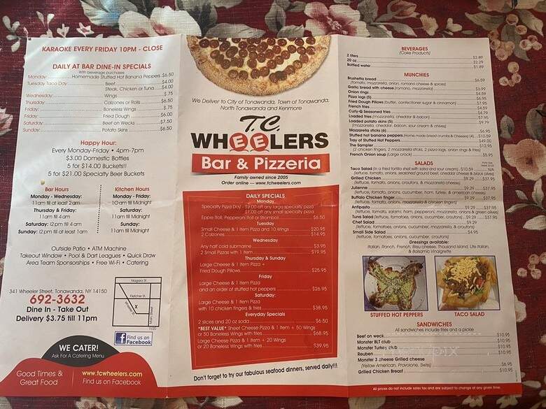 T.C. Wheelers - Tonawanda, NY menu_pic