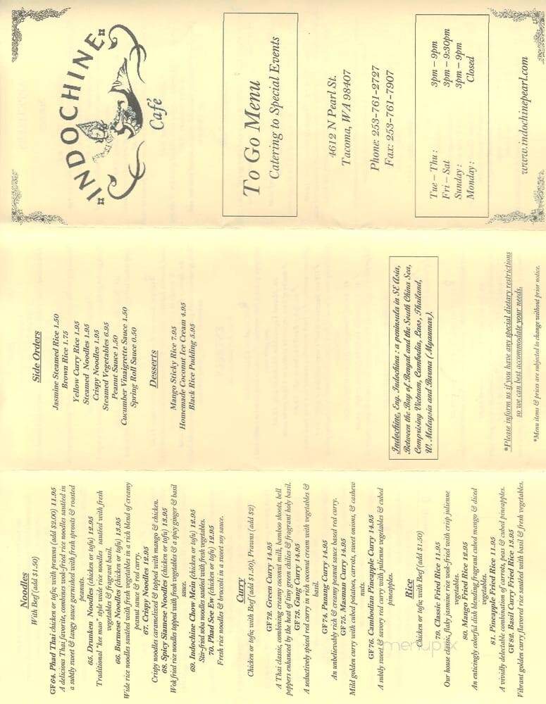 Indochine Cafe - Tacoma, WA menu_pic