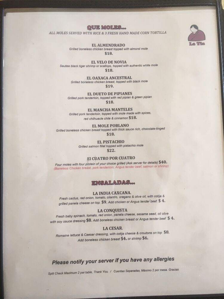 Moles La Tia - Los Angeles, CA menu_pic
