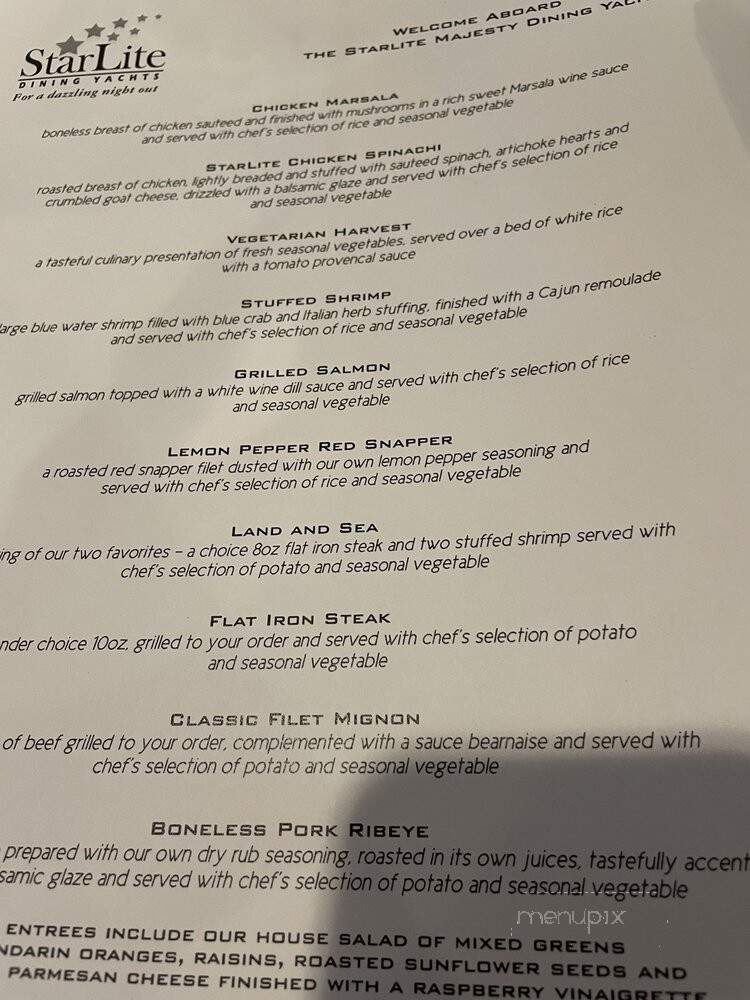 Starlite Cruises-Smooth Inland - St Petersburg, FL menu_pic