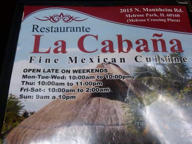La Cabana Restaurant - Melrose Park, IL menu_pic