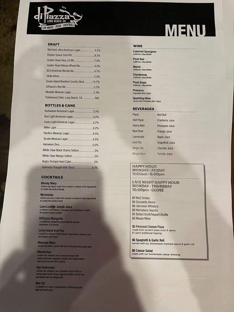 Di Piazza's Italian - Long Beach, CA menu_pic