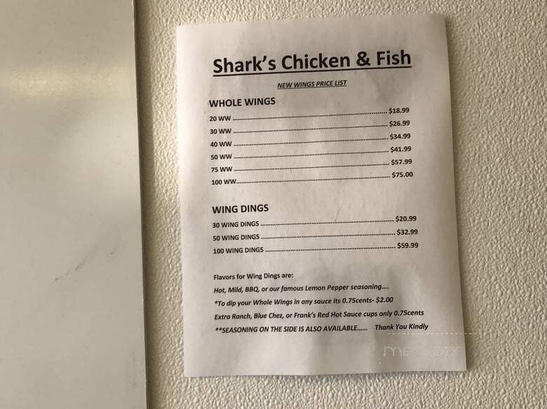 Shark's Chicken, Fish & Shrimp - Columbus, OH menu_pic