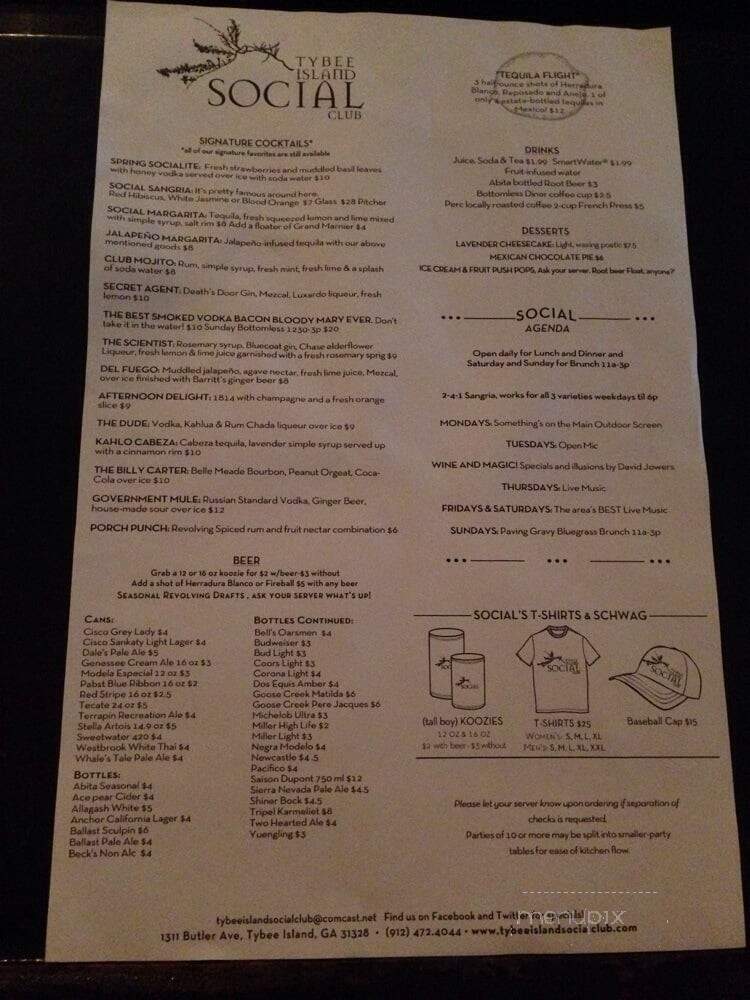 Tybee Island Social Club - Tybee Island, GA menu_pic