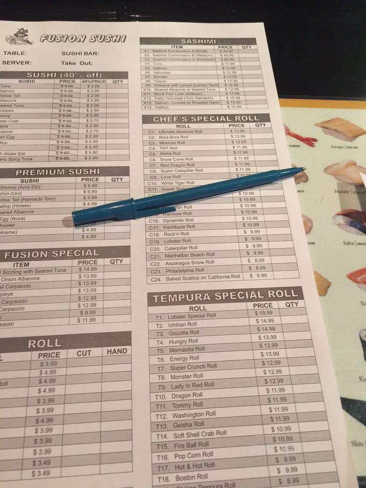 Fusion Sushi - Hermosa Beach, CA menu_pic