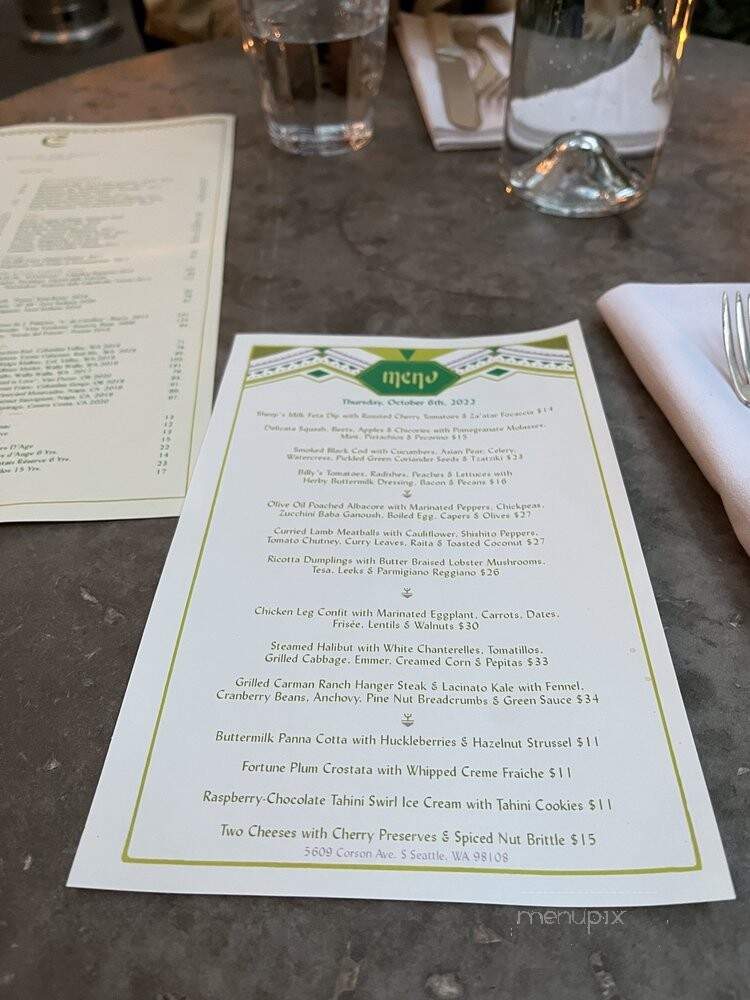 Corson Building - Seattle, WA menu_pic