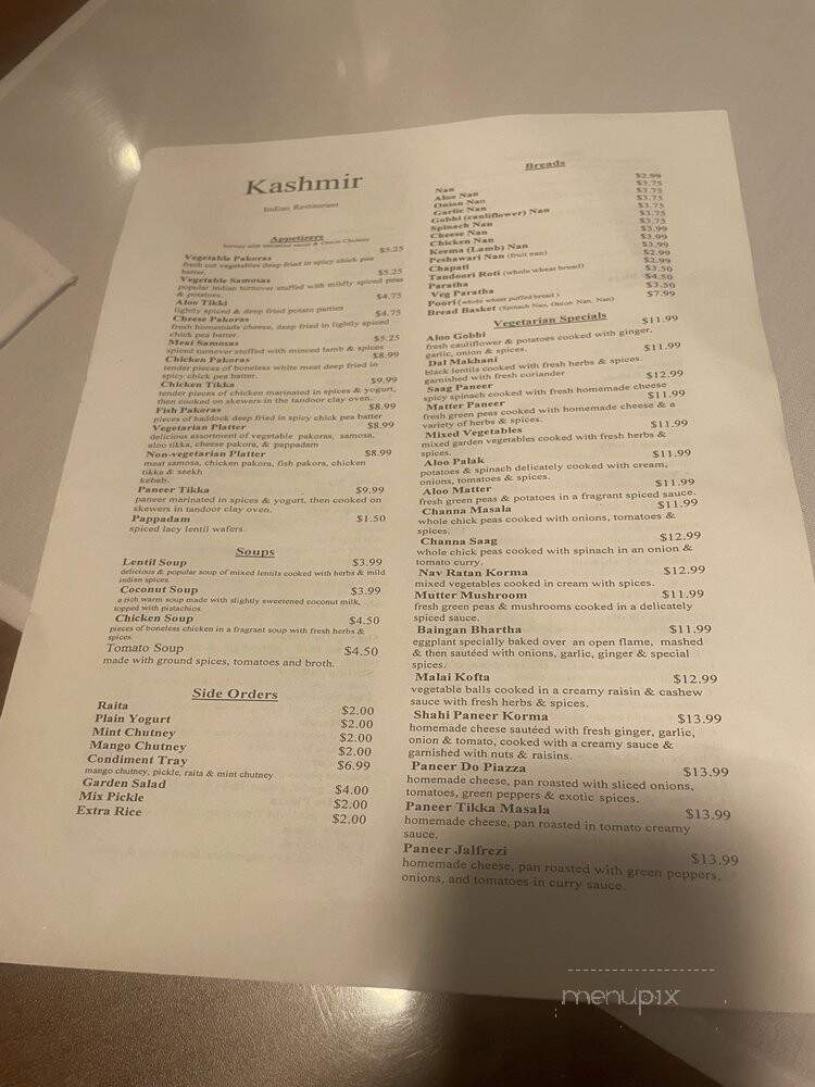 Kashmir - Louisville, KY menu_pic