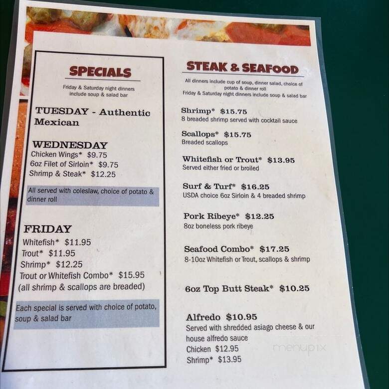 Dee's South Shore Bar - Port Wing, WI menu_pic