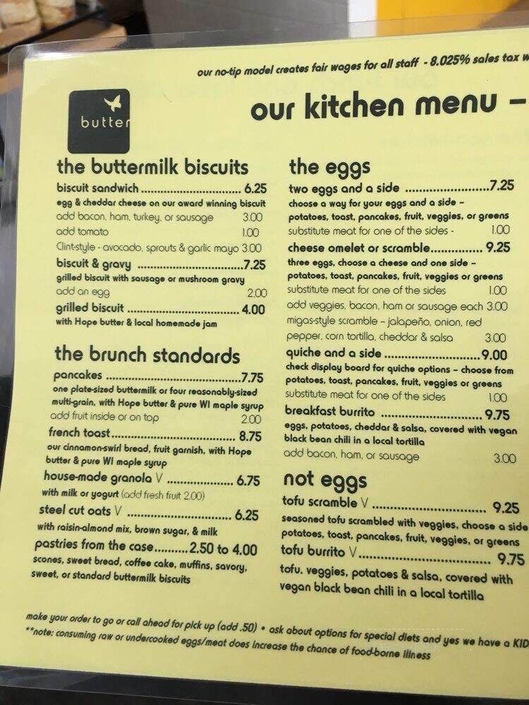 Butter - Minneapolis, MN menu_pic