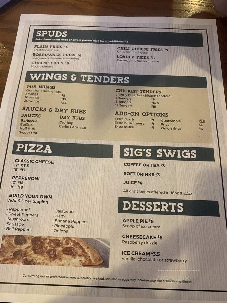 Signatures Bar & Grill - Flintstone, MD menu_pic