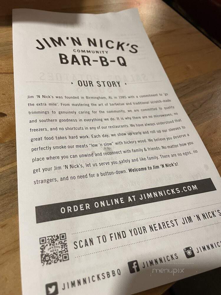 Jim 'n Nick's Barbecue - Charlotte, NC menu_pic