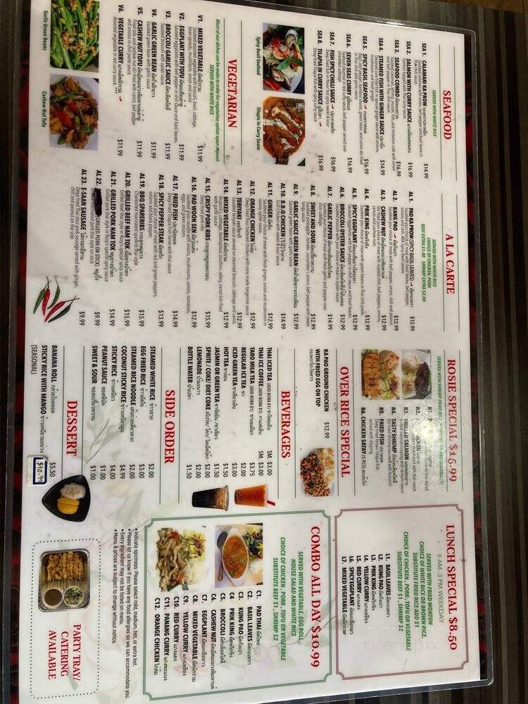 Rosie's Thai Cuisine - Covina, CA menu_pic