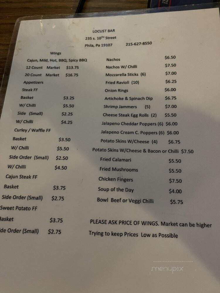 Locust Bar-Club - Philadelphia, PA menu_pic