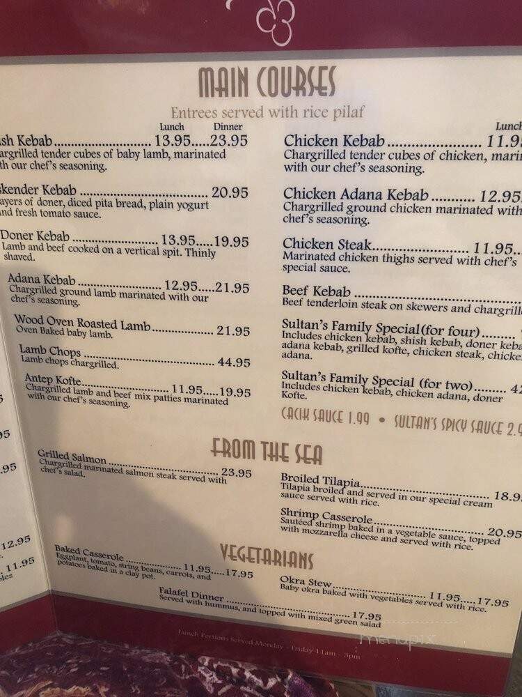 Sultan's Mediterranean Cuisine - West Chester, OH menu_pic