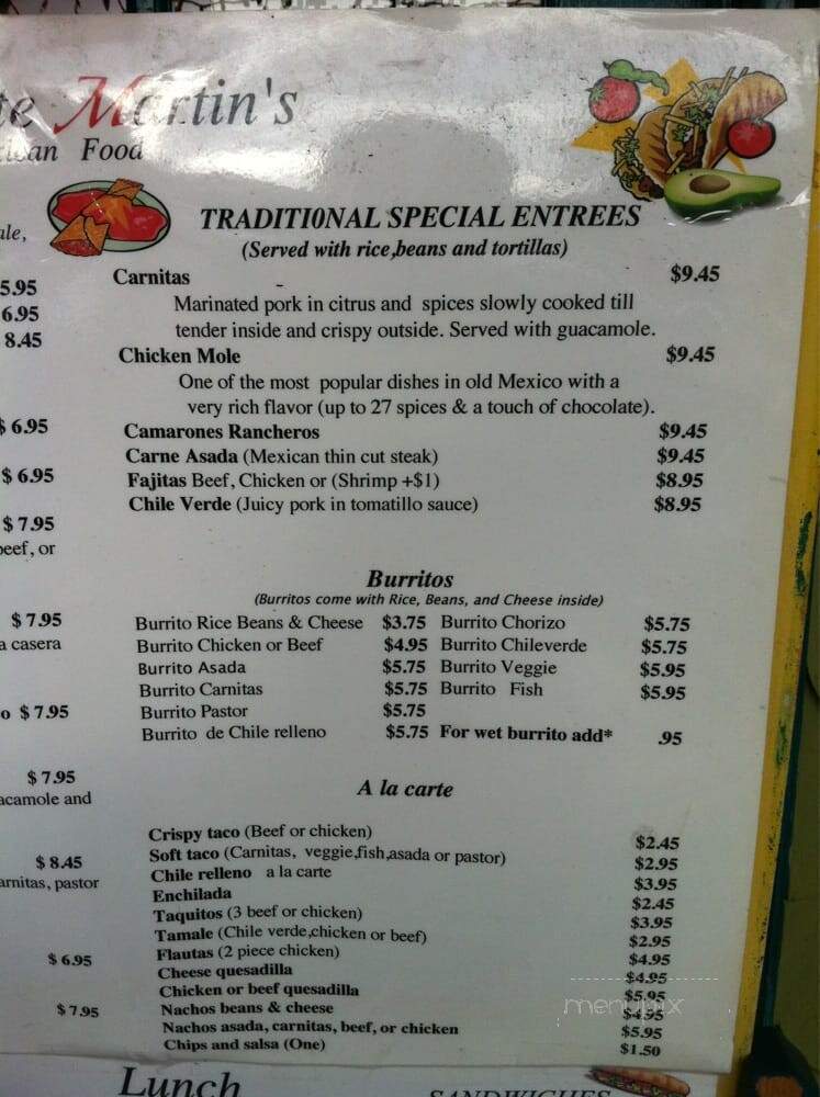 Picante Martin's Mexican - Newport Beach, CA menu_pic