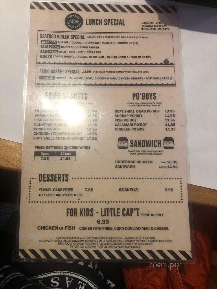 Captain Louie's Seafood Grill and Oyster Bar - Baltimore, MD menu_pic
