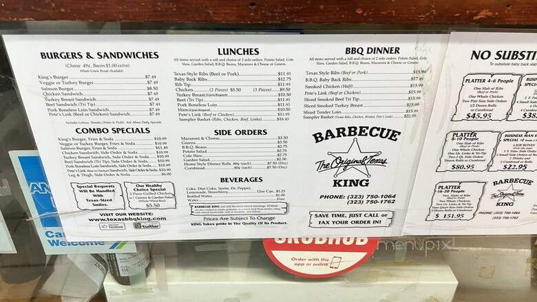 Orignal Texas Barbecue King - Los Angeles, CA menu_pic