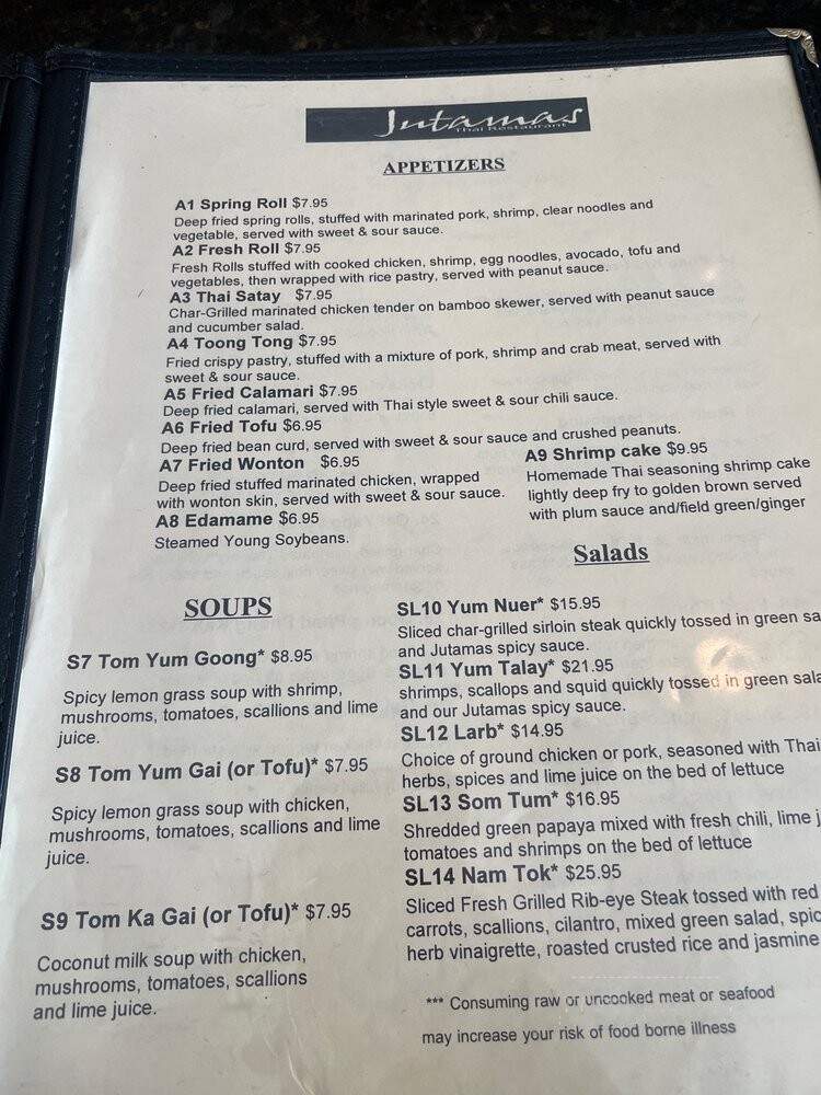 Jutamas Thai Restaurant - Hattiesburg, MS menu_pic
