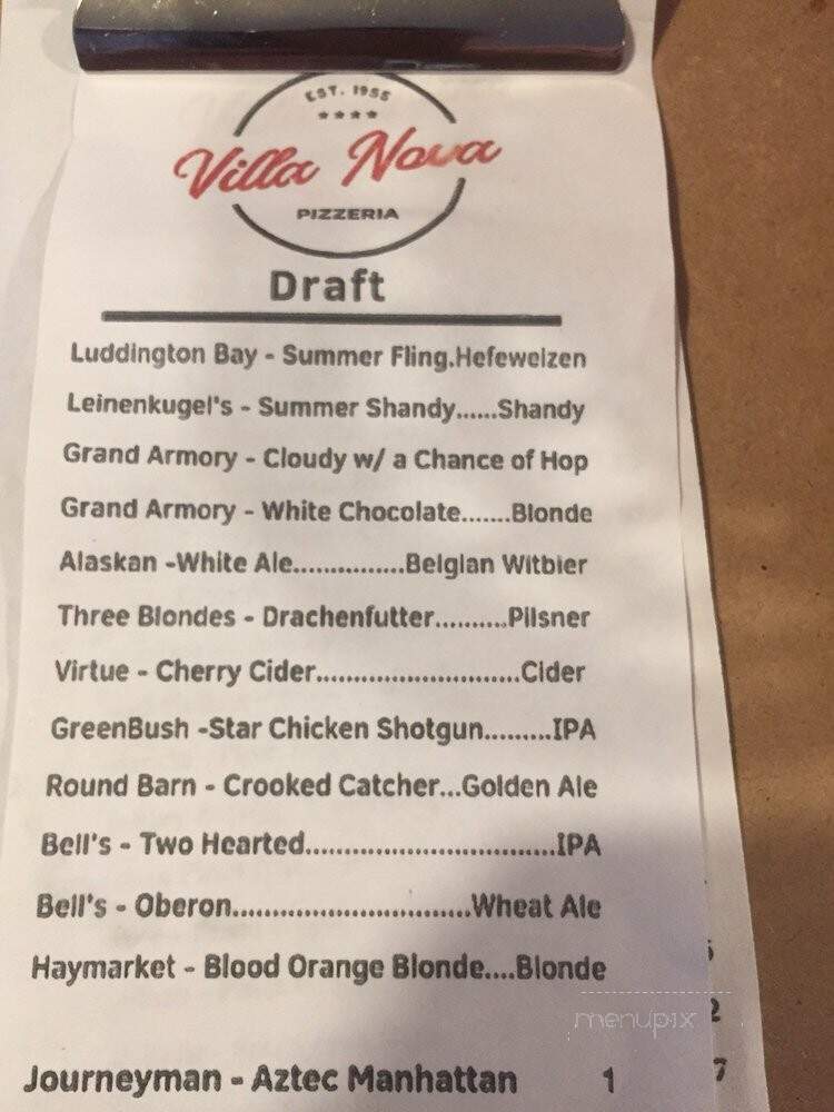 Villa Nova - New Buffalo, MI menu_pic