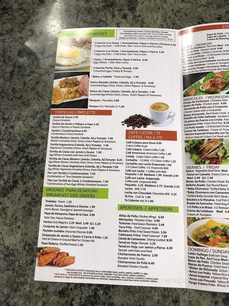 Rinconcito El Chele - Coral Gables, FL menu_pic