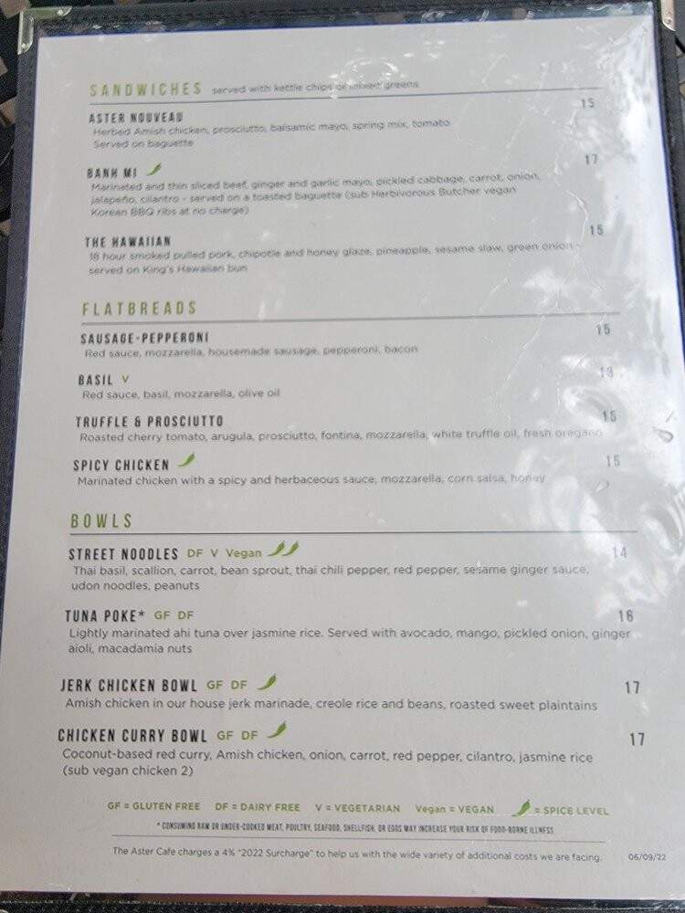 Aster Cafe - Minneapolis, MN menu_pic