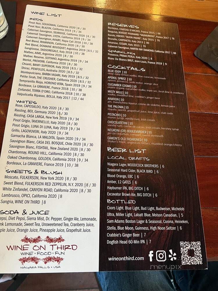 Wine On Third - Niagara Falls, NY menu_pic