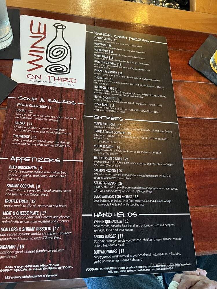 Wine On Third - Niagara Falls, NY menu_pic