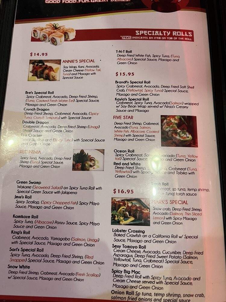 Ninja Sushi - Sacramento, CA menu_pic