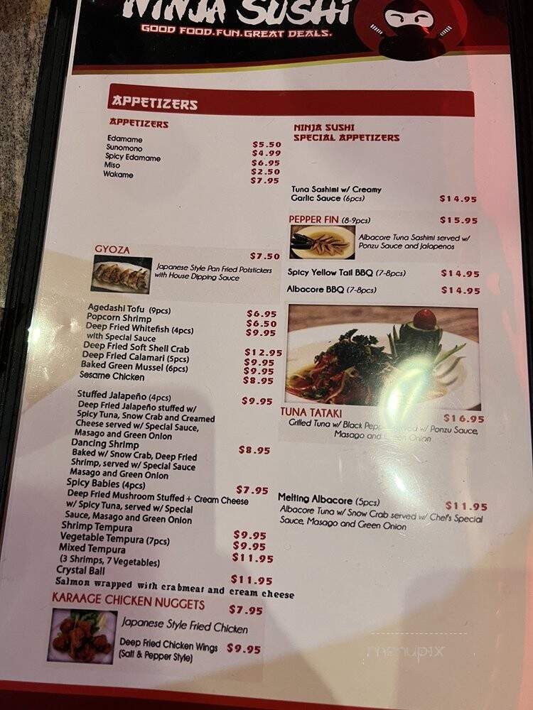 Ninja Sushi - Sacramento, CA menu_pic