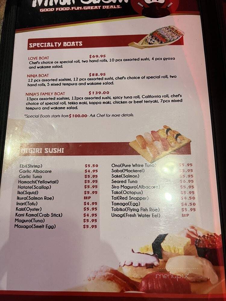 Ninja Sushi - Sacramento, CA menu_pic